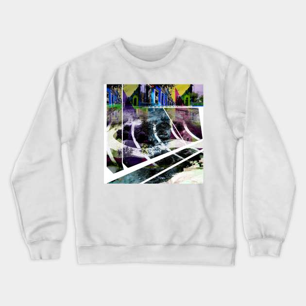 mazatlan dream street art wallpaper in photo collage Crewneck Sweatshirt by jorge_lebeau